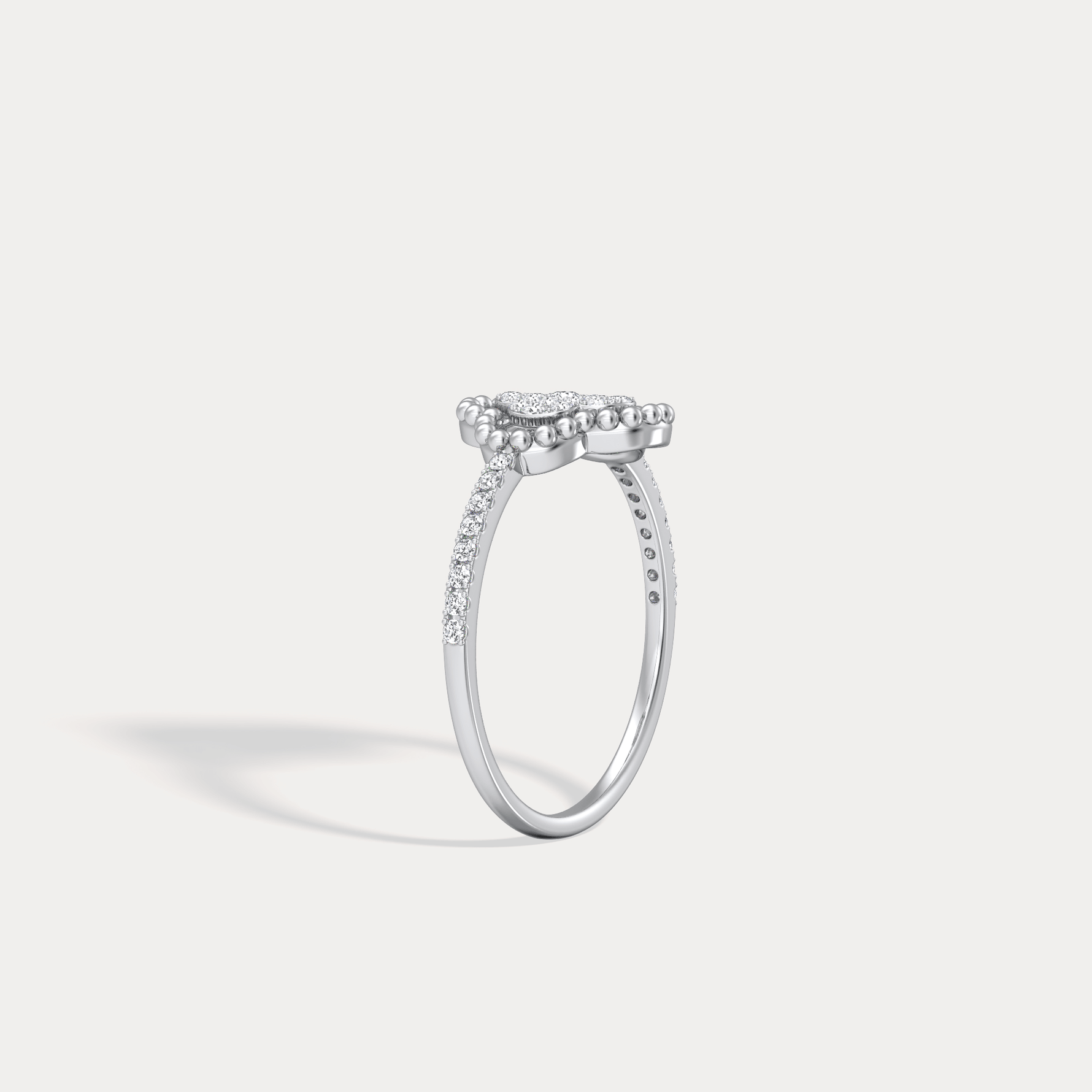 14K Gold / Platinum Pave Lab - Grown Diamond Clover Ring - Rings
