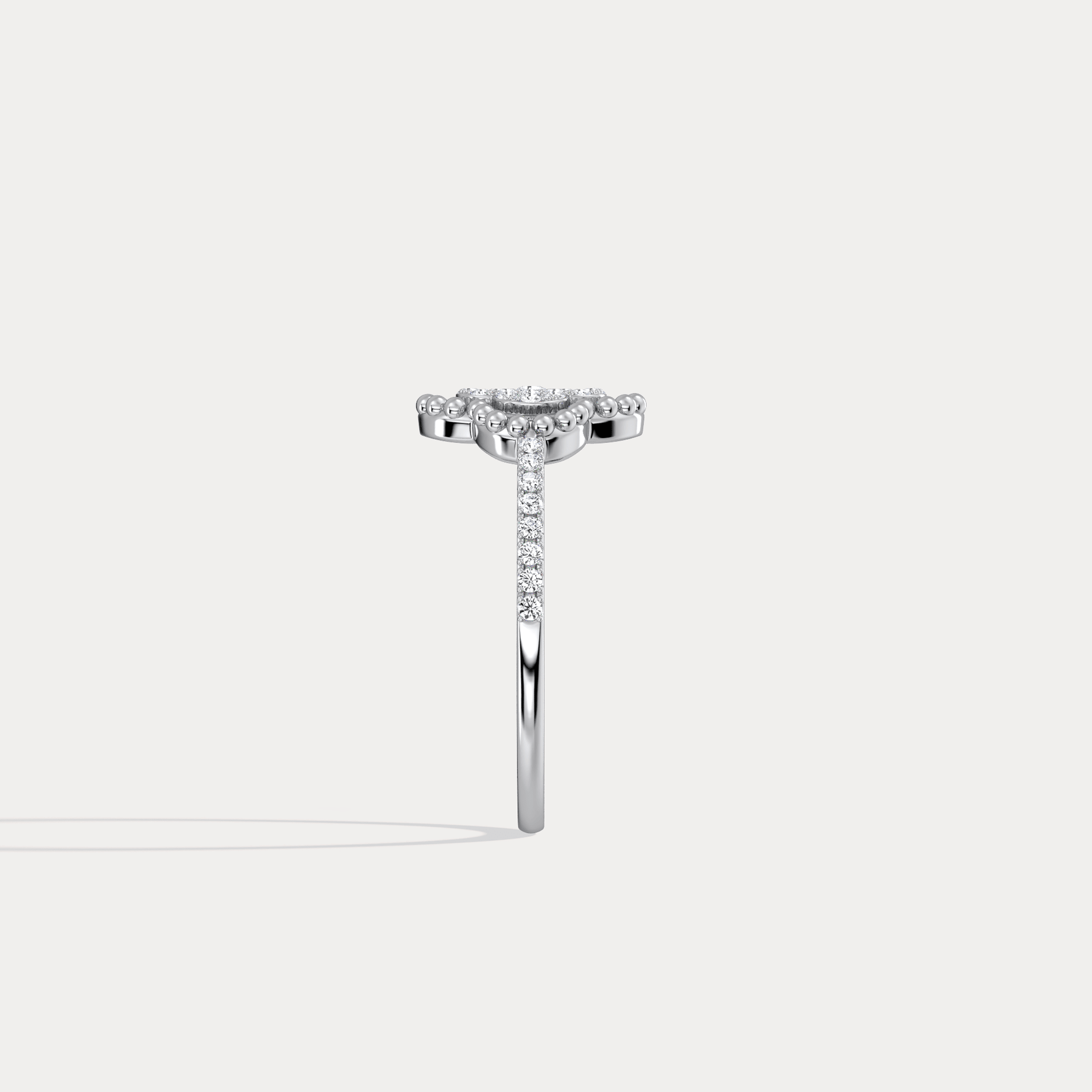 14K Gold / Platinum Pave Lab - Grown Diamond Clover Ring - Rings