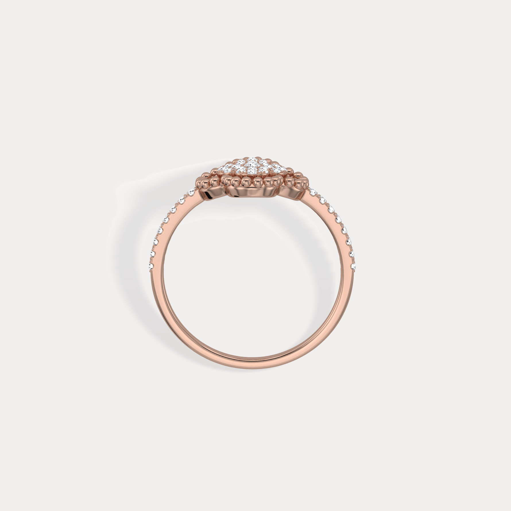 14K Gold / Platinum Pave Lab - Grown Diamond Clover Ring - Rings