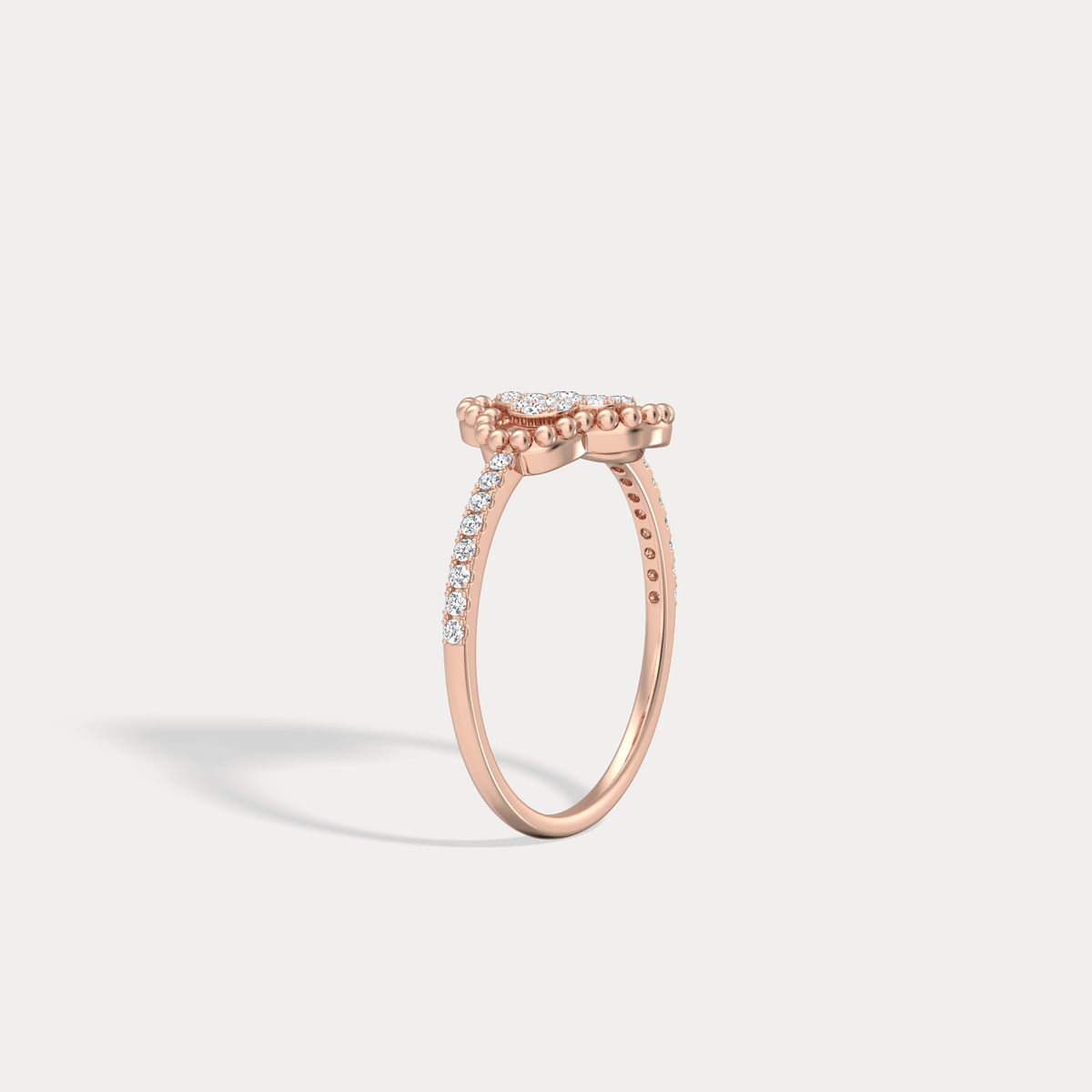 14K Gold / Platinum Pave Lab - Grown Diamond Clover Ring - Rings