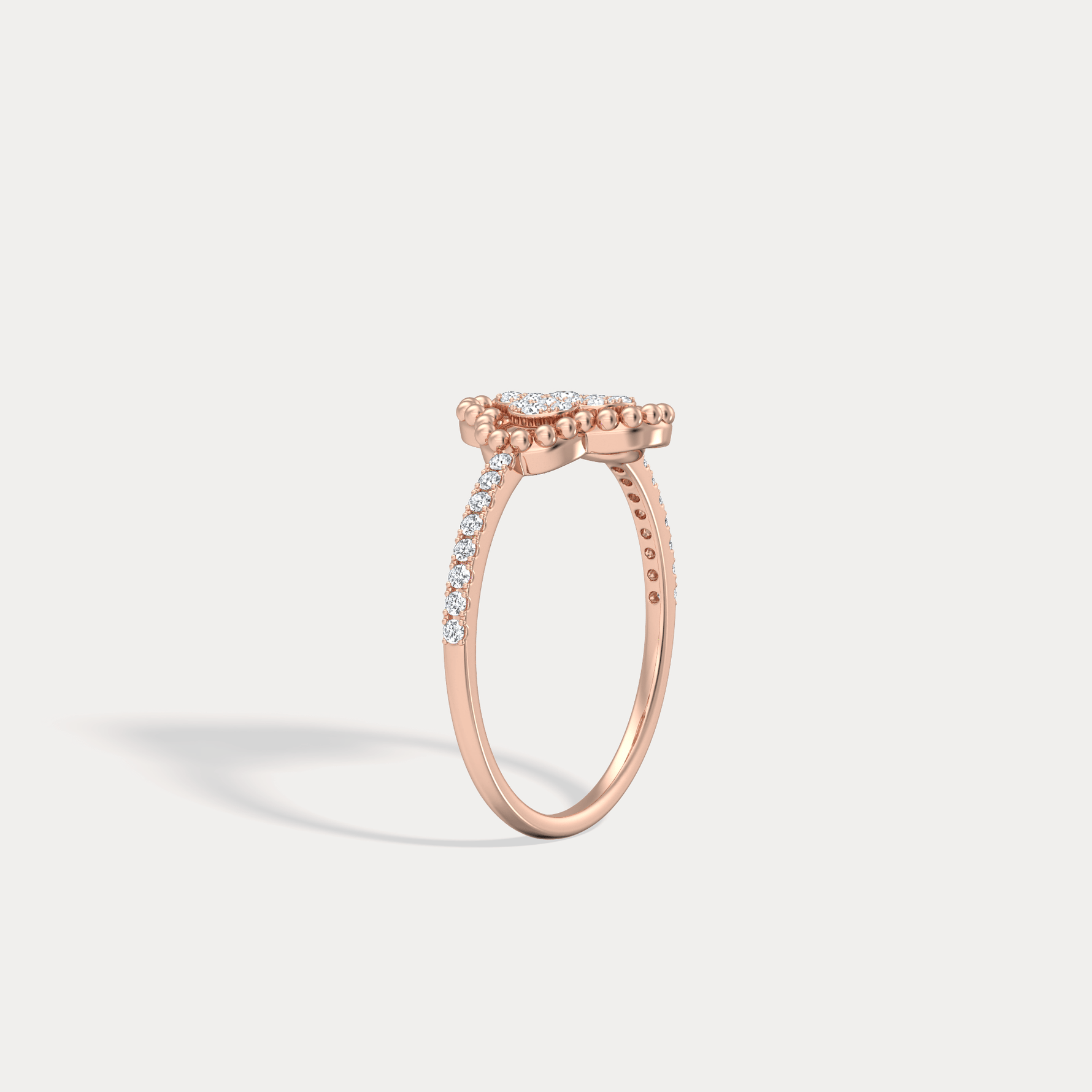 14K Gold / Platinum Pave Lab - Grown Diamond Clover Ring - Rings