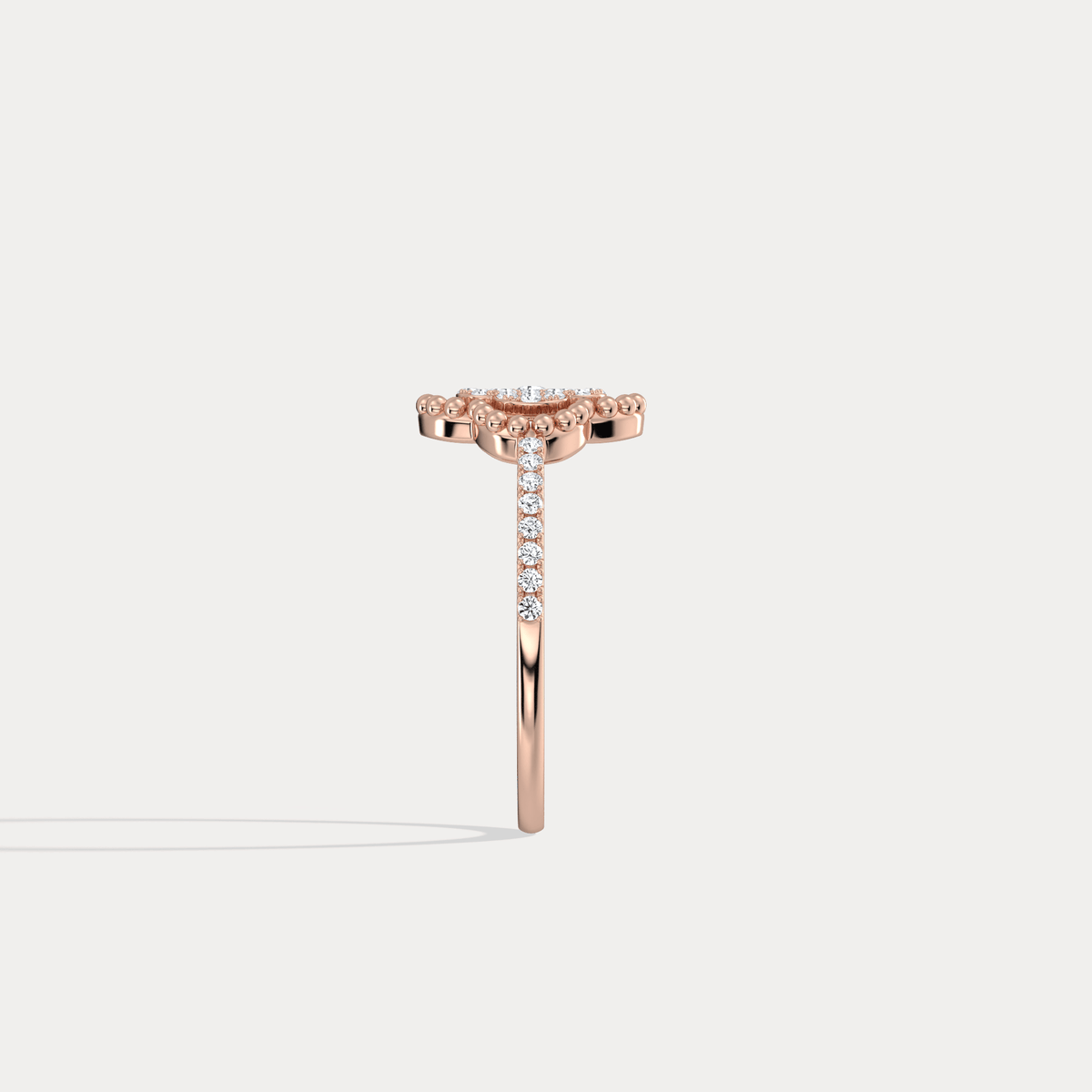 14K Gold / Platinum Pave Lab - Grown Diamond Clover Ring - Rings