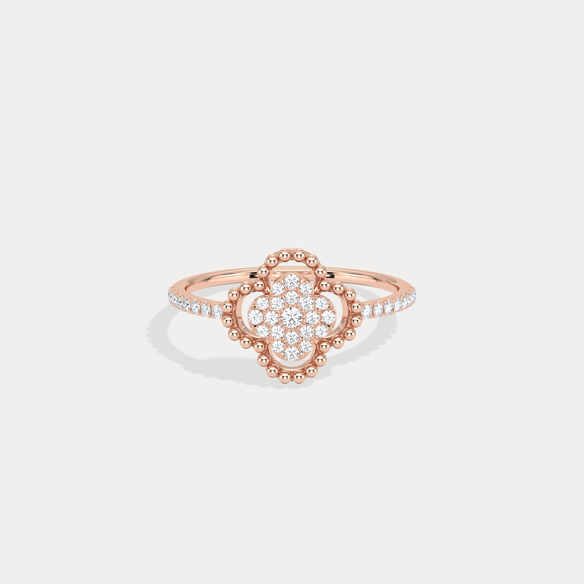 14K Gold / Platinum Pave Lab - Grown Diamond Clover Ring - Rings
