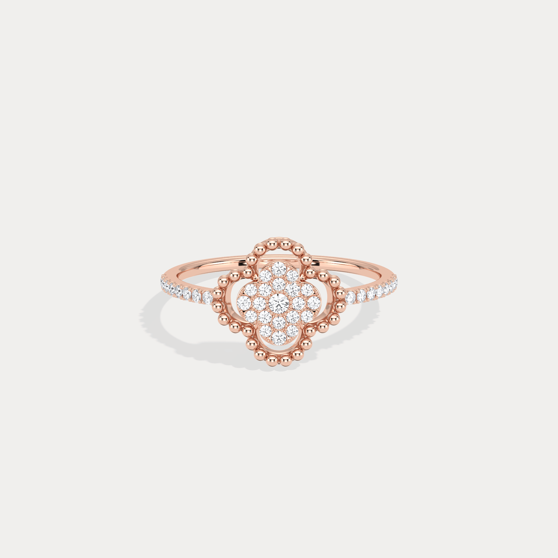 14K Gold / Platinum Pave Lab - Grown Diamond Clover Ring - Rings