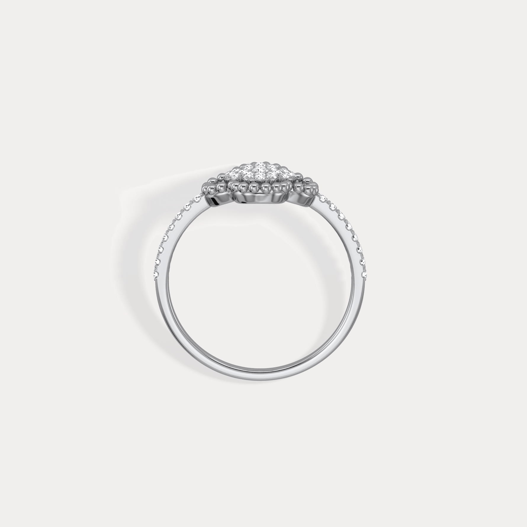 14K Gold / Platinum Pave Lab - Grown Diamond Clover Ring - Rings