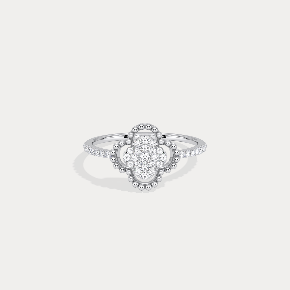14K Gold / Platinum Pave Lab - Grown Diamond Clover Ring - Rings