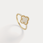 14K Gold / Platinum Pave Lab - Grown Diamond Clover Ring - Rings