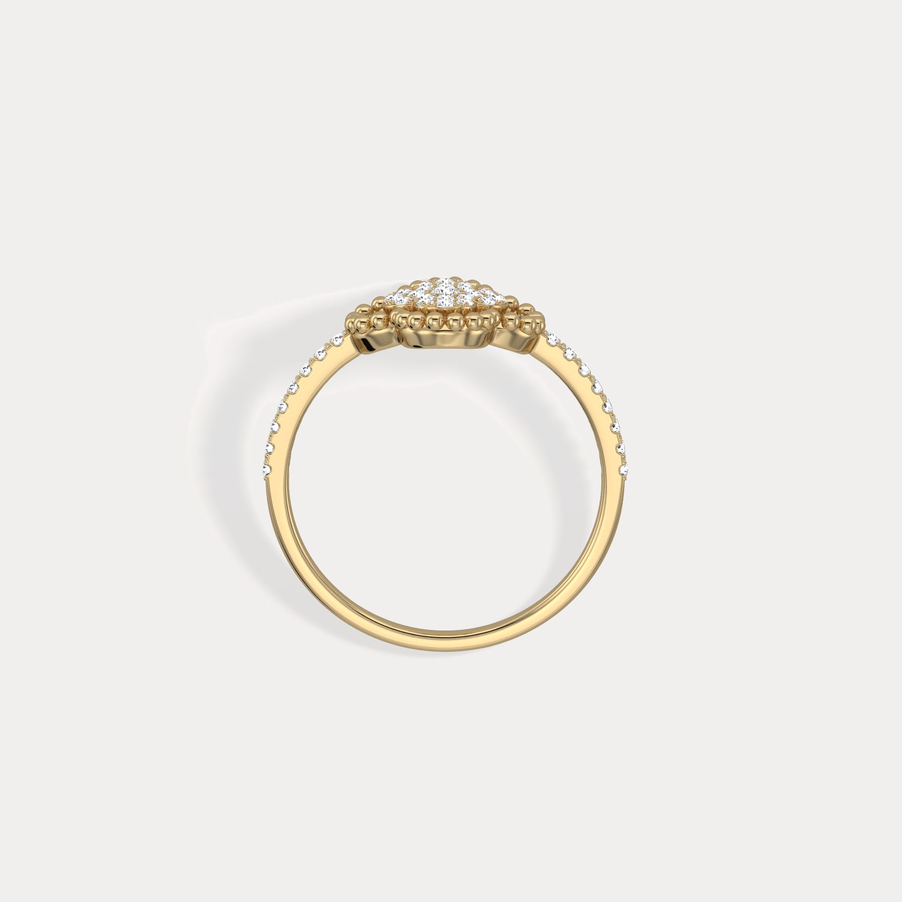 14K Gold / Platinum Pave Lab - Grown Diamond Clover Ring - Rings