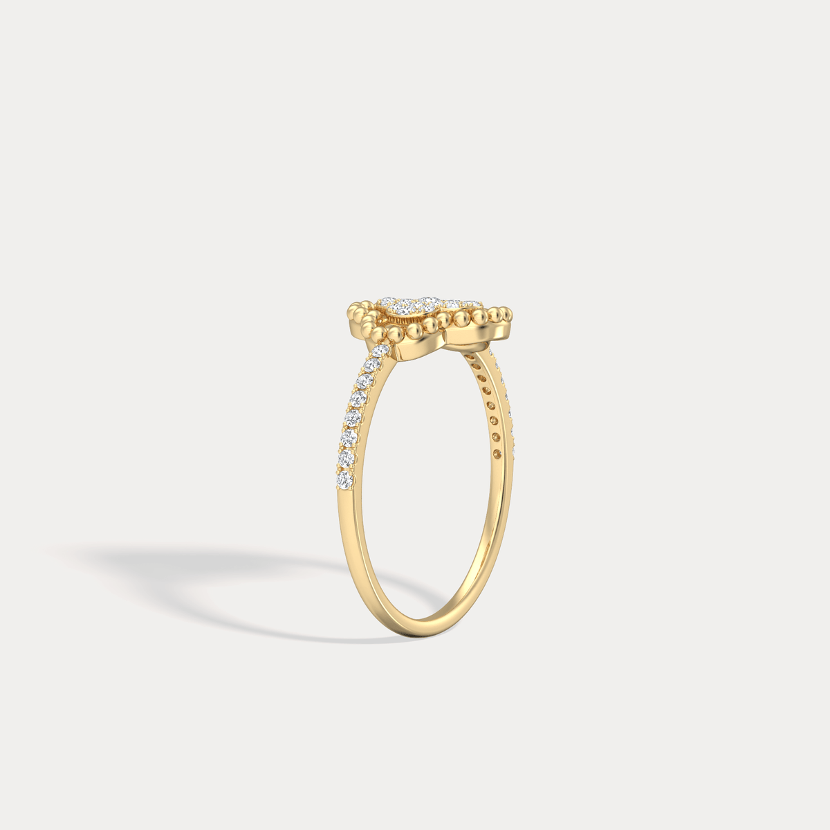 14K Gold / Platinum Pave Lab - Grown Diamond Clover Ring - Rings