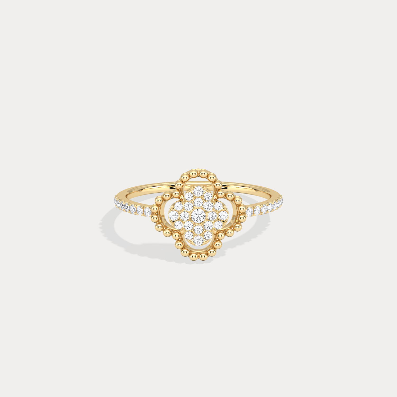 14K Gold / Platinum Pave Lab - Grown Diamond Clover Ring - Rings