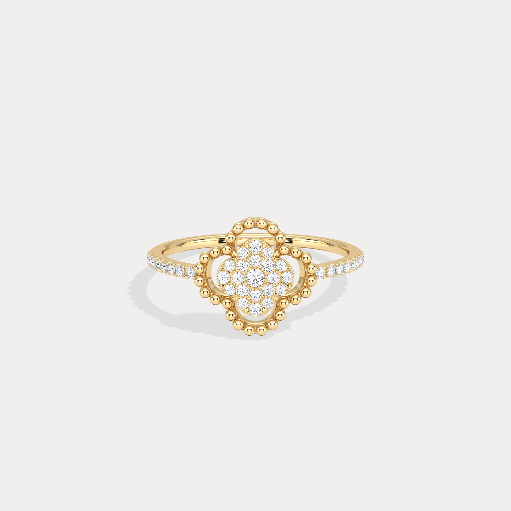 14K Gold / Platinum Pave Lab - Grown Diamond Clover Ring - Rings