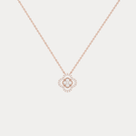 14K Gold Four Leaft Clover Pendant Necklace With Lab Dimaond - Necklaces