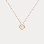 14K Gold Four Leaft Clover Pendant Necklace With Lab Dimaond - Necklaces