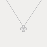 14K Gold Four Leaft Clover Pendant Necklace With Lab Dimaond - Necklaces