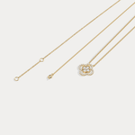 14K Gold Four Leaft Clover Pendant Necklace With Lab Dimaond - Necklaces