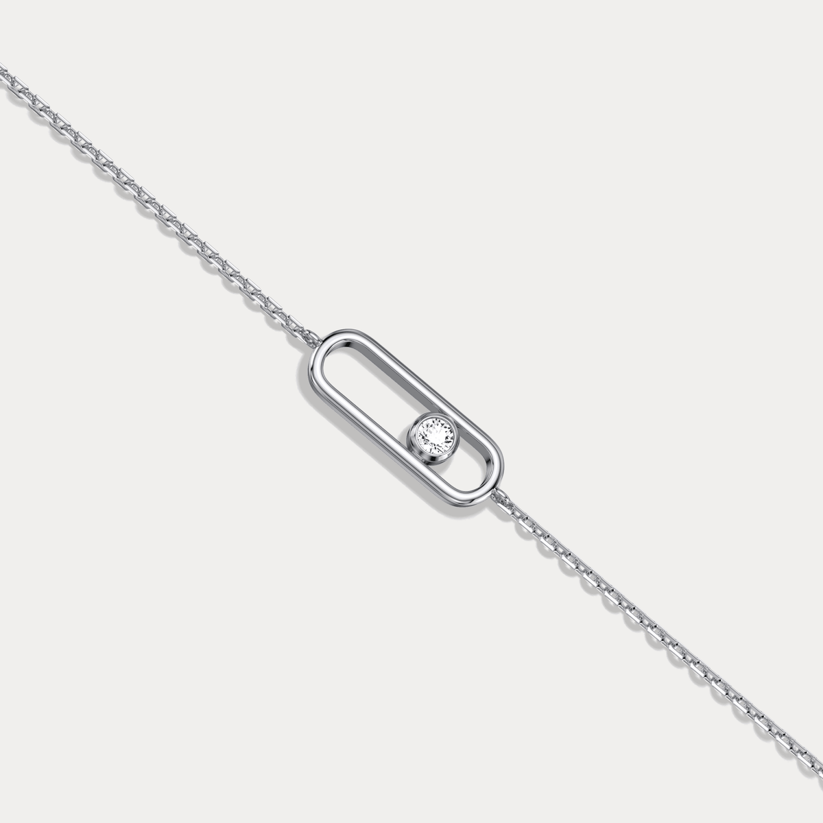 14K Solid Gold Bezel Chain Bracelet With Lab Diamond - Bracelets