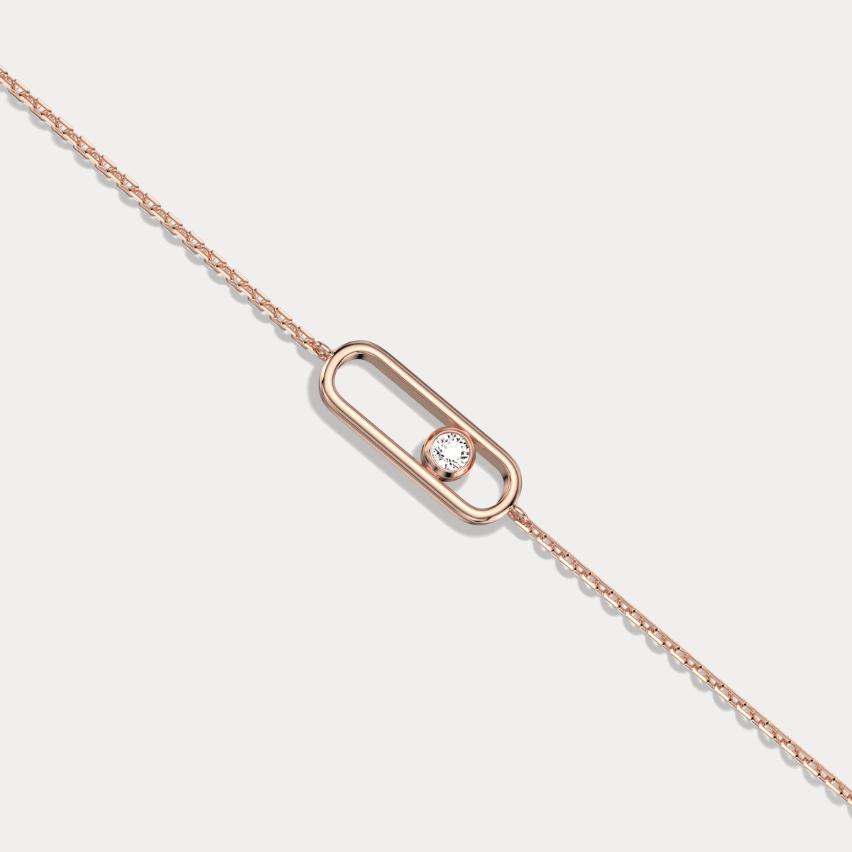 14K Solid Gold Bezel Chain Bracelet With Lab Diamond - Bracelets