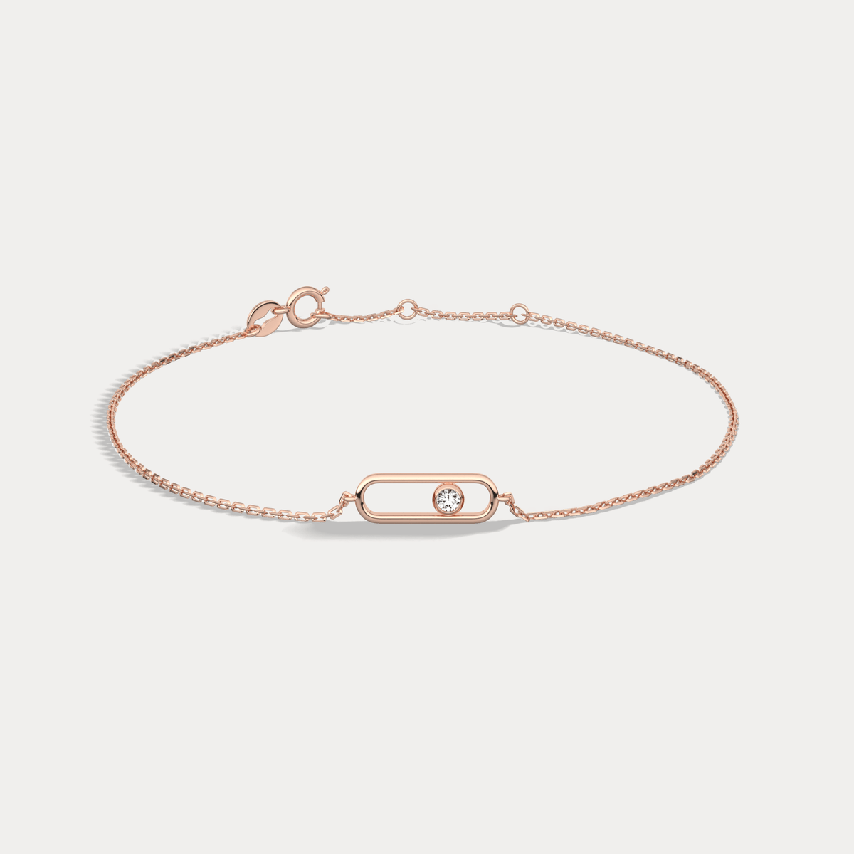 14K Solid Gold Bezel Chain Bracelet With Lab Diamond - Bracelets