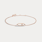 14K Solid Gold Bezel Chain Bracelet With Lab Diamond - Bracelets