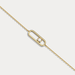 14K Solid Gold Bezel Chain Bracelet With Lab Diamond - Bracelets