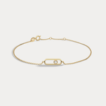 14K Solid Gold Bezel Chain Bracelet With Lab Diamond - Bracelets