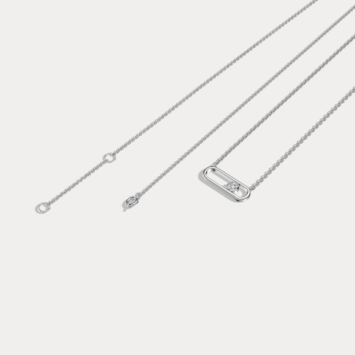 Minimalist Bezel Set Lab Grown Sliding Solitaire Bar Necklace in 14K Gold/Platinum - Necklaces