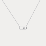 Minimalist Bezel Set Lab Grown Sliding Solitaire Bar Necklace in 14K Gold/Platinum - Necklaces