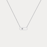 Minimalist Bezel Set Lab Grown Sliding Solitaire Bar Necklace in 14K Gold/Platinum - Necklaces