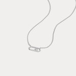 Minimalist Bezel Set Lab Grown Sliding Solitaire Bar Necklace in 14K Gold/Platinum - Necklaces