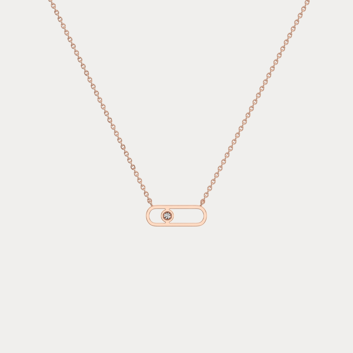 Minimalist Bezel Set Lab Grown Sliding Solitaire Bar Necklace in 14K Gold/Platinum - Necklaces