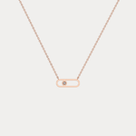 Minimalist Bezel Set Lab Grown Sliding Solitaire Bar Necklace in 14K Gold/Platinum - Necklaces
