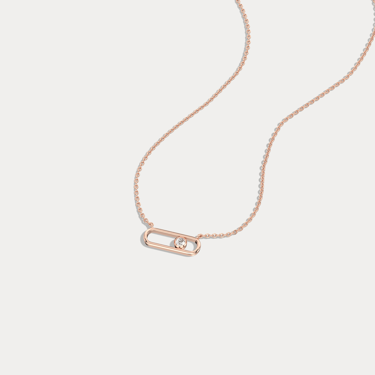 Minimalist Bezel Set Lab Grown Sliding Solitaire Bar Necklace in 14K Gold/Platinum - Necklaces