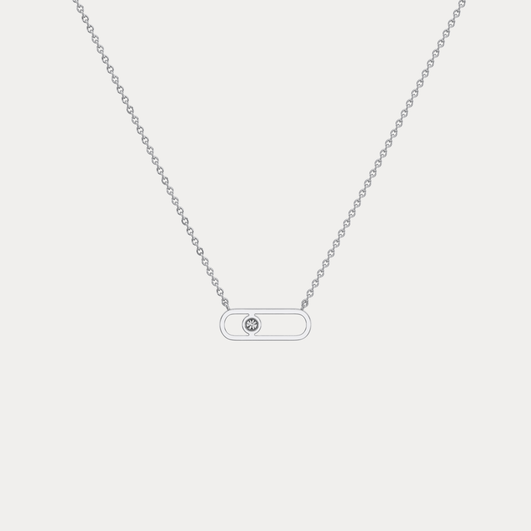 Minimalist Bezel Set Lab Grown Sliding Solitaire Bar Necklace in 14K Gold/Platinum - Necklaces