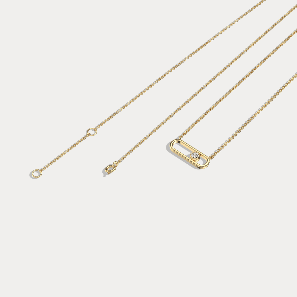Minimalist Bezel Set Lab Grown Sliding Solitaire Bar Necklace in 14K Gold/Platinum - Necklaces