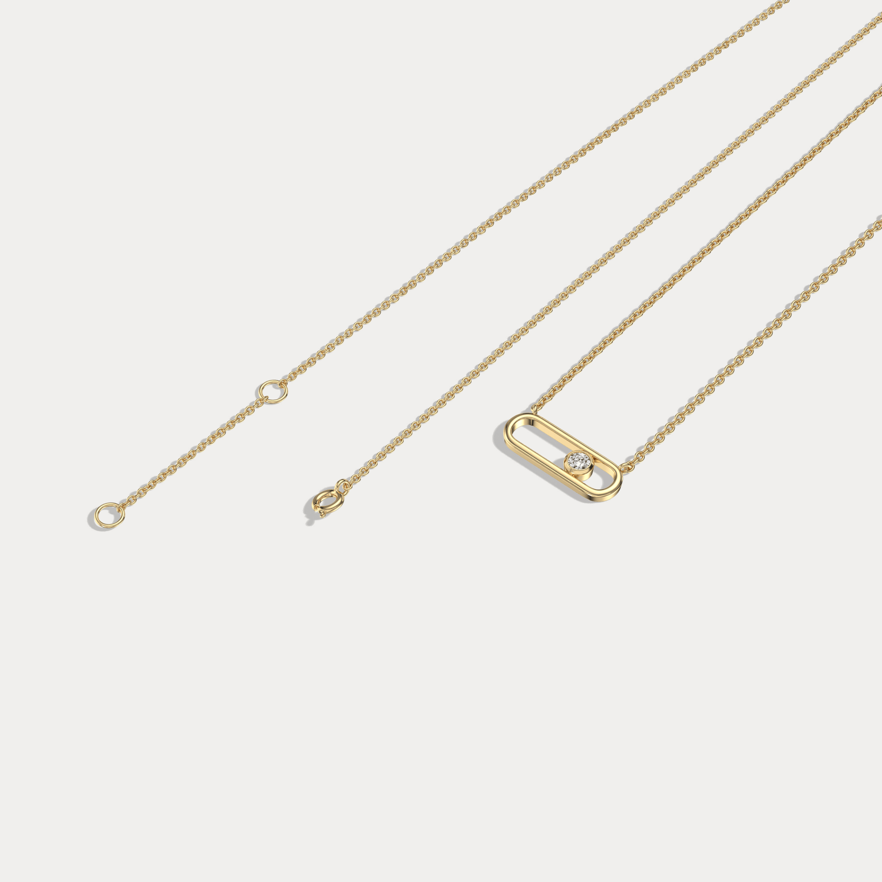 Minimalist Bezel Set Lab Grown Sliding Solitaire Bar Necklace in 14K Gold/Platinum - Necklaces
