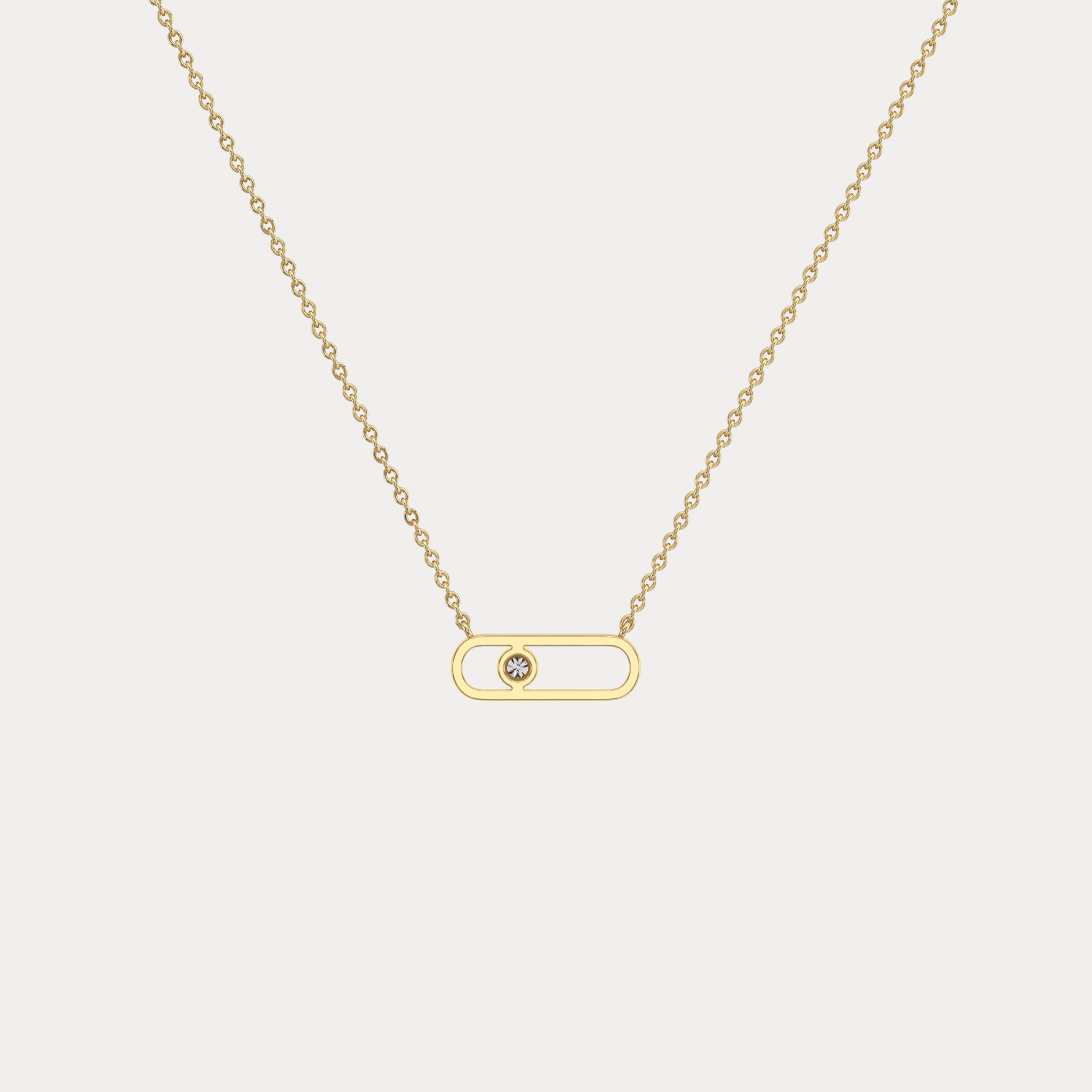 Minimalist Bezel Set Lab Grown Sliding Solitaire Bar Necklace in 14K Gold/Platinum - Necklaces