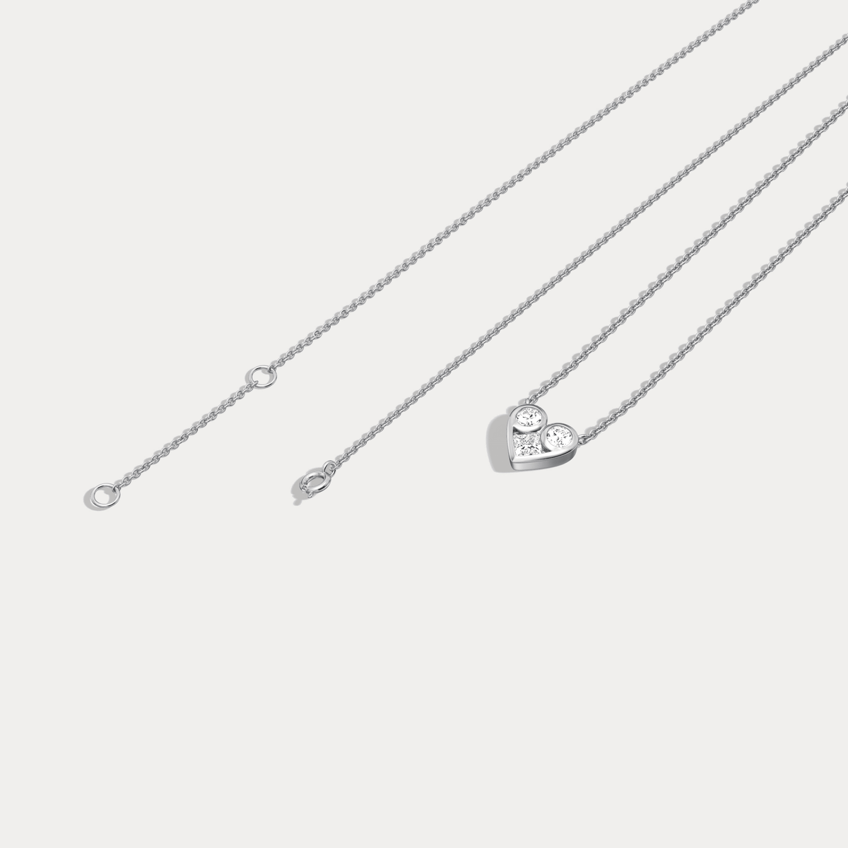 Lab Diamond Heart Pendant Necklace In 14K Solid Gold/Platinum - Necklaces