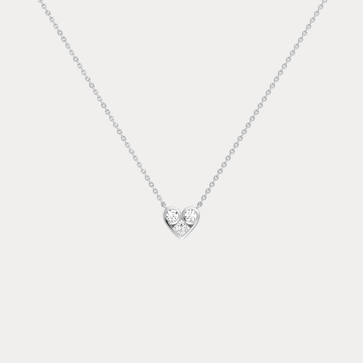 Lab Diamond Heart Pendant Necklace In 14K Solid Gold/Platinum - Necklaces