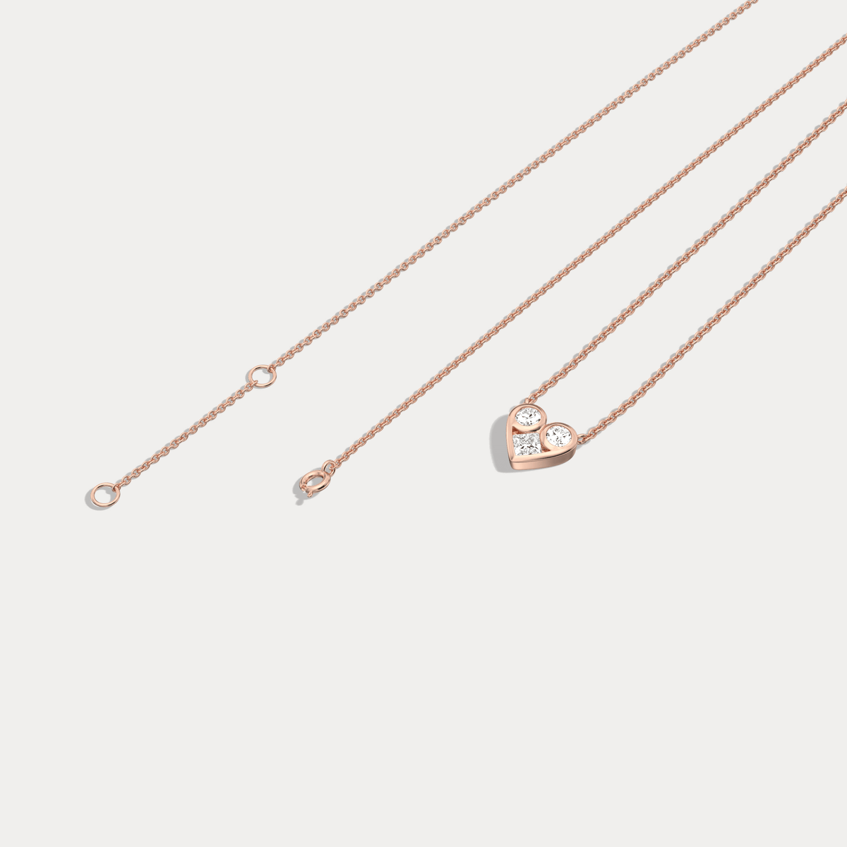 Lab Diamond Heart Pendant Necklace In 14K Solid Gold/Platinum - Necklaces