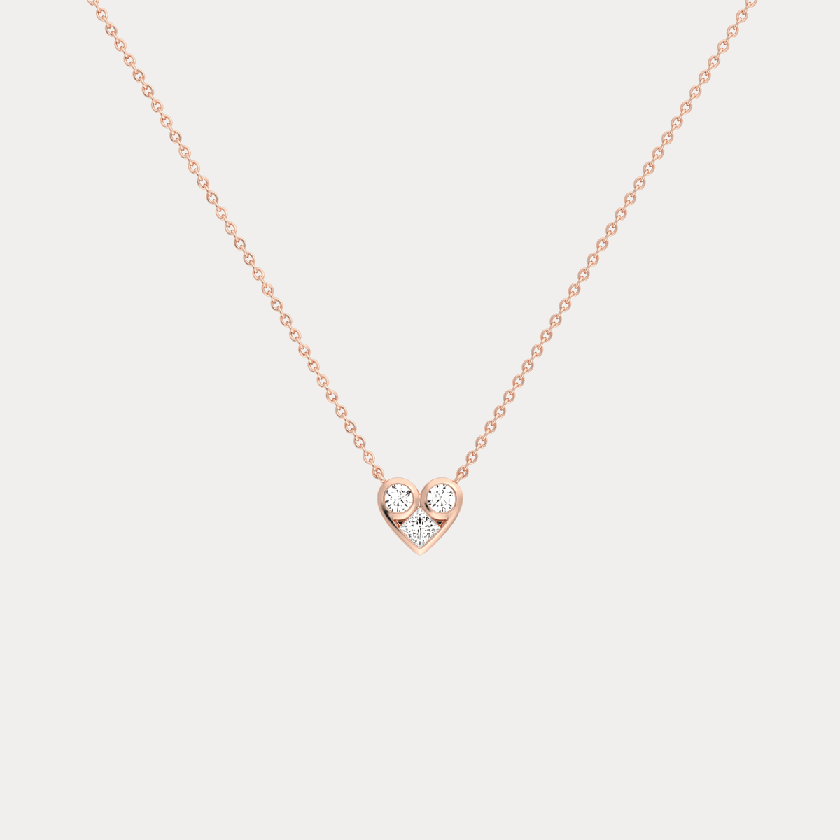 Lab Diamond Heart Pendant Necklace In 14K Solid Gold/Platinum - Necklaces