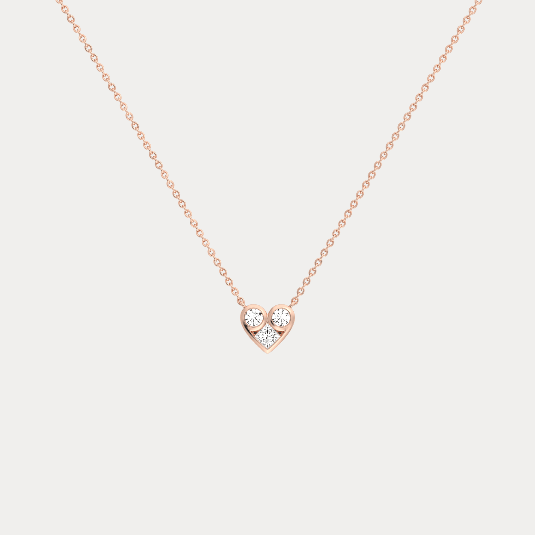 Lab Diamond Heart Pendant Necklace In 14K Solid Gold/Platinum - Necklaces