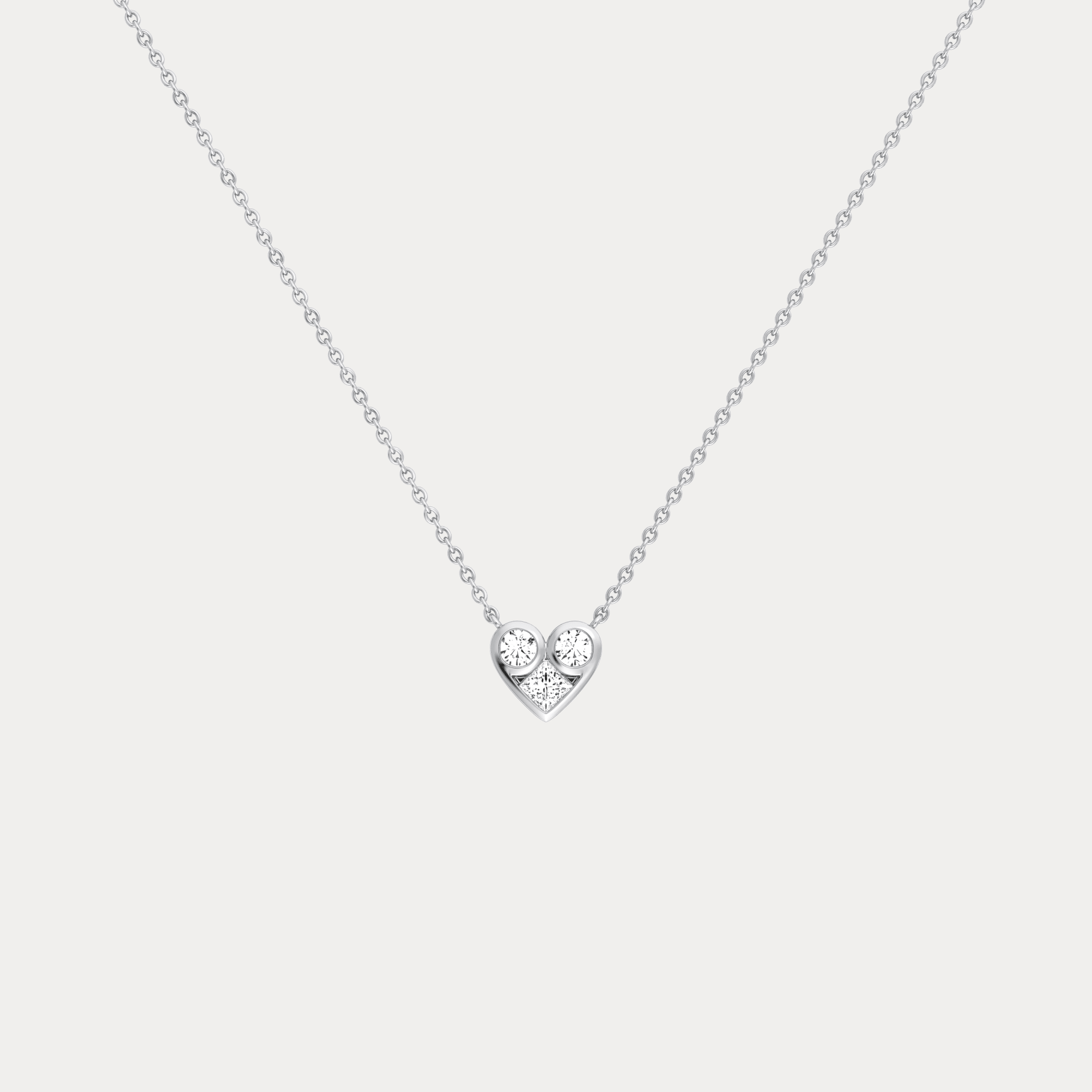 Lab Diamond Heart Pendant Necklace In 14K Solid Gold/Platinum - Necklaces