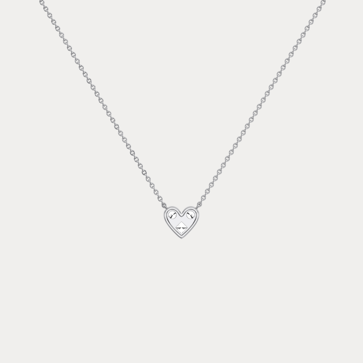 Lab Diamond Heart Pendant Necklace In 14K Solid Gold/Platinum - Necklaces