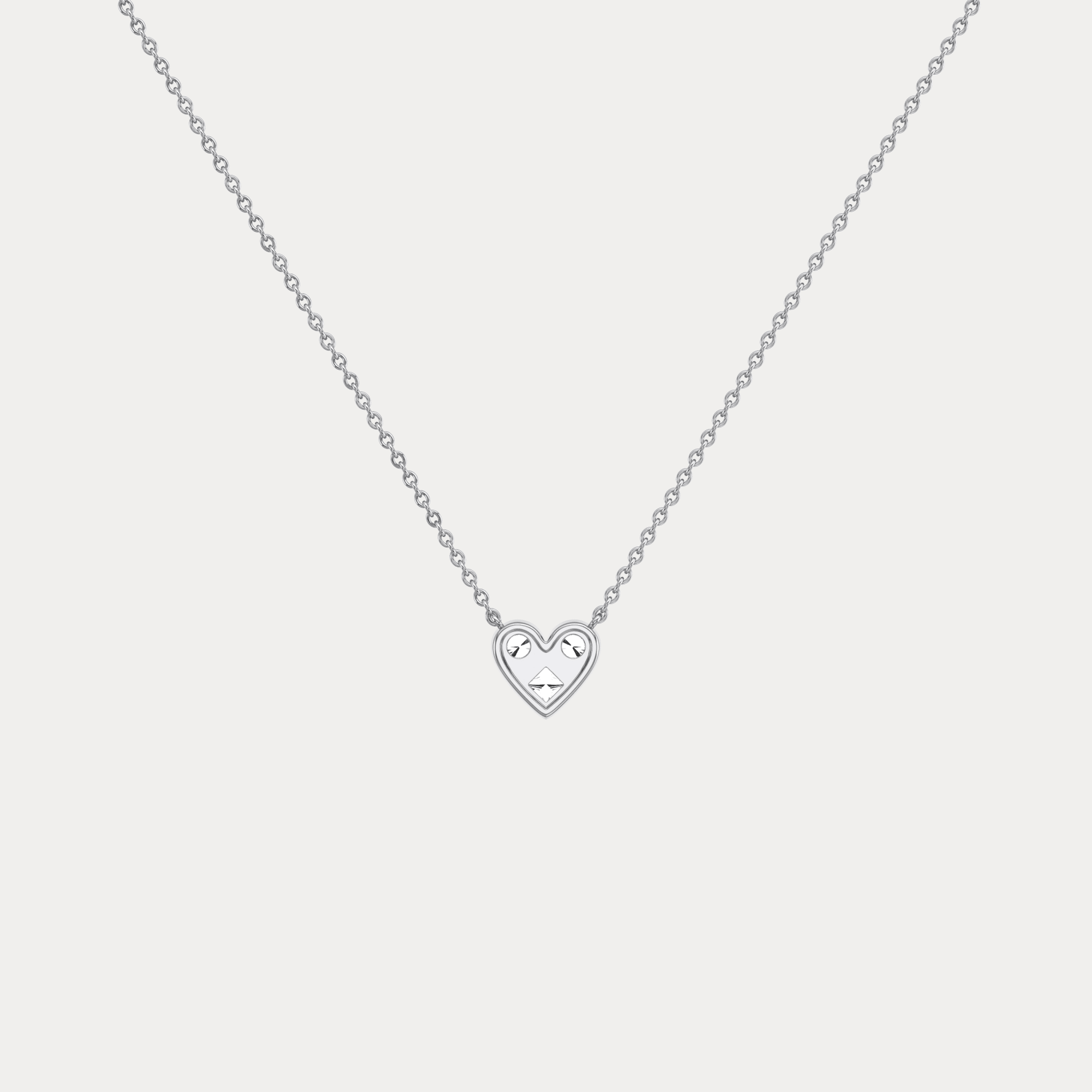 Lab Diamond Heart Pendant Necklace In 14K Solid Gold/Platinum - Necklaces
