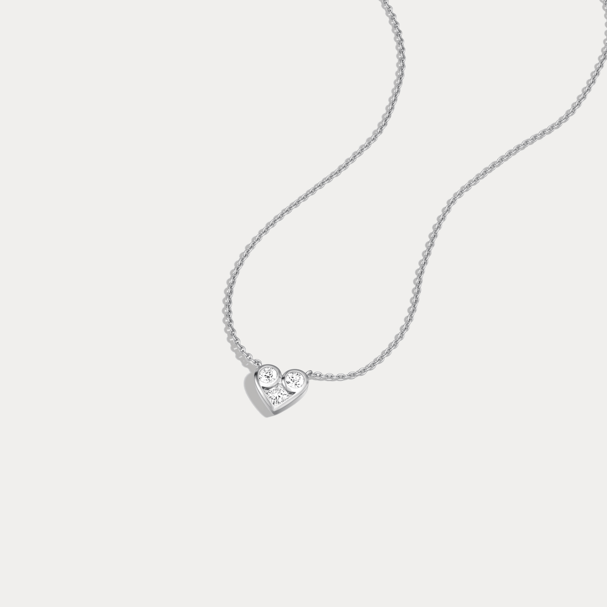 Lab Diamond Heart Pendant Necklace In 14K Solid Gold/Platinum - Necklaces