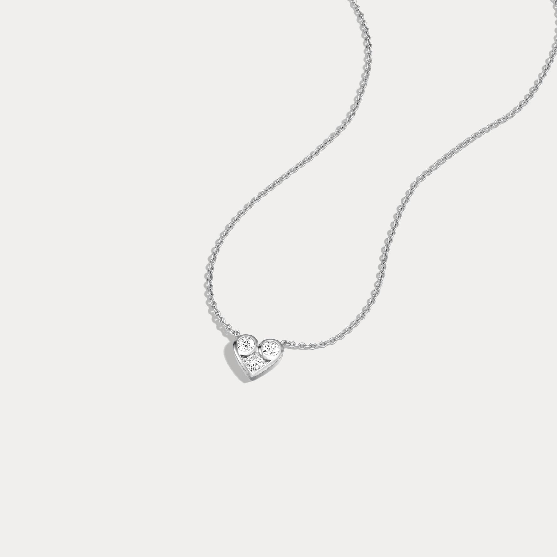 Lab Diamond Heart Pendant Necklace In 14K Solid Gold/Platinum - Necklaces