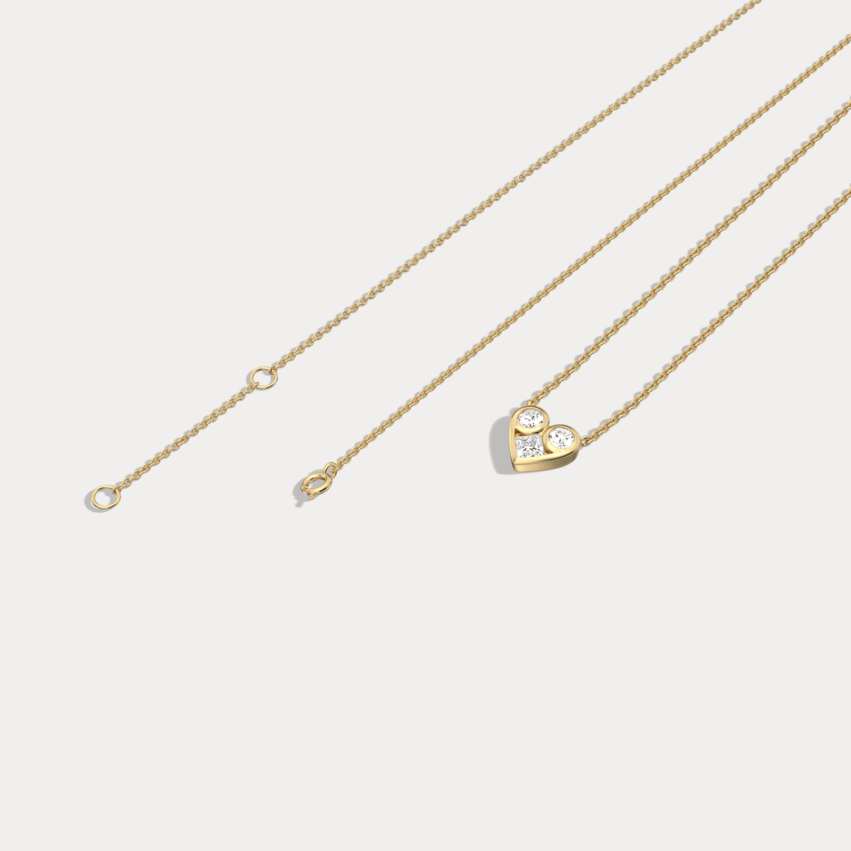 Lab Diamond Heart Pendant Necklace In 14K Solid Gold/Platinum - Necklaces