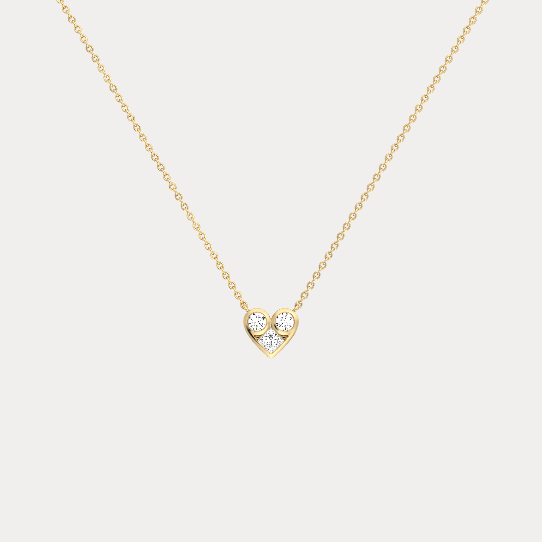 Lab Diamond Heart Pendant Necklace In 14K Solid Gold/Platinum - Necklaces