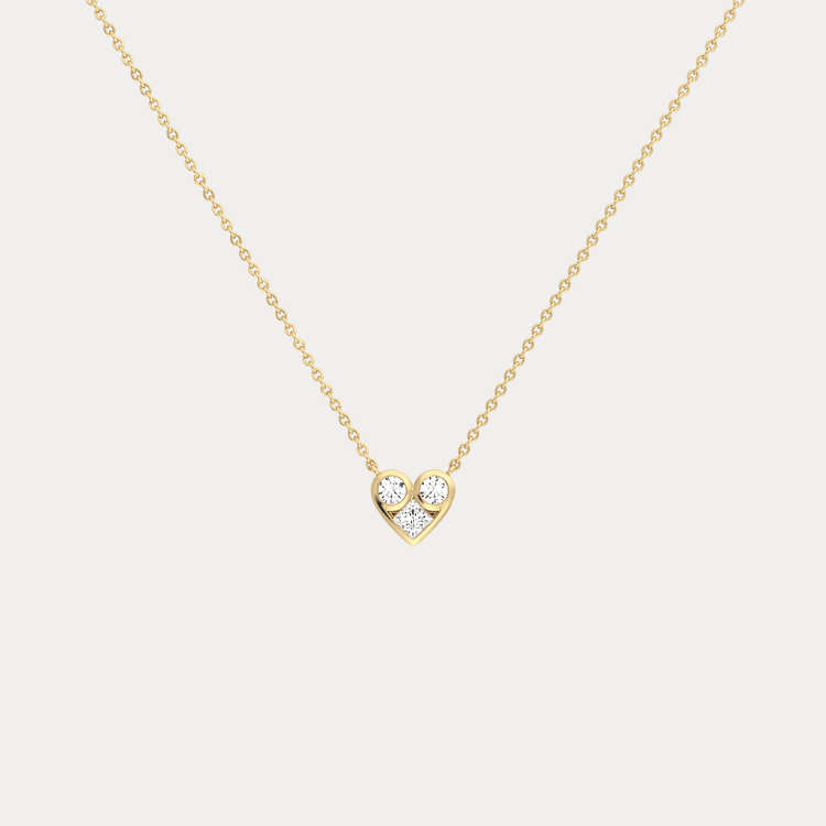 Lab Diamond Heart Pendant Necklace In 14K Solid Gold/Platinum - Necklaces