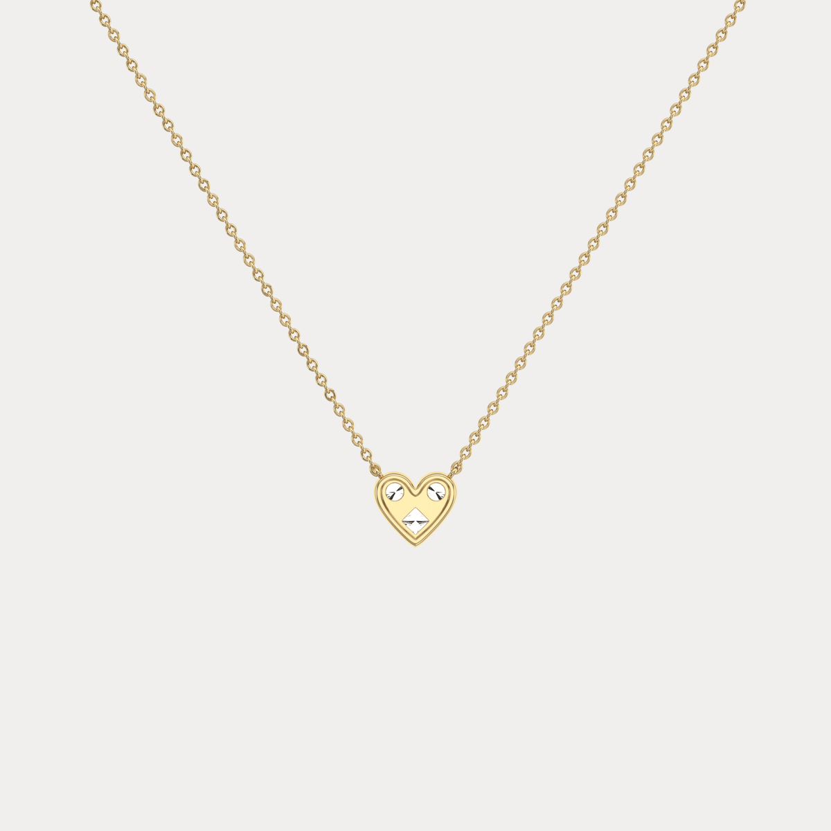 Lab Diamond Heart Pendant Necklace In 14K Solid Gold/Platinum - Necklaces